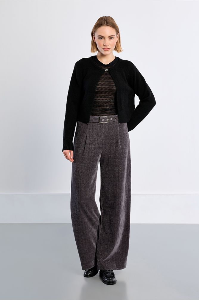Cardigan ouvert en maille duveteuse