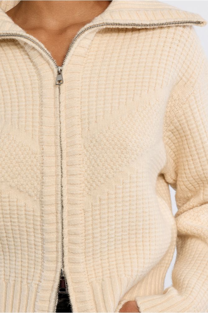 Knitted cardigan, double zipped