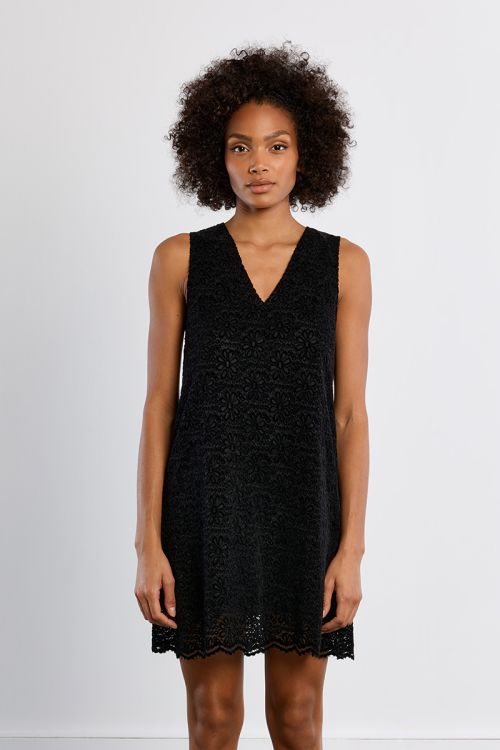 Velvet mini dress, embroidered