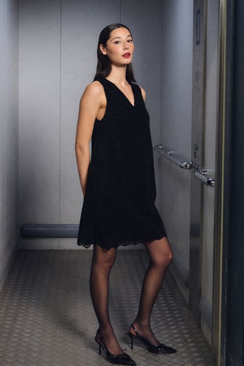 Robe mini en velours, brodée