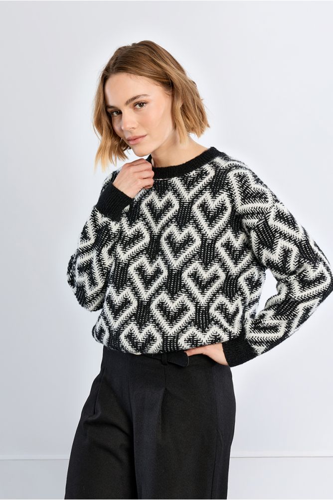 Jacquard sweater with hearts