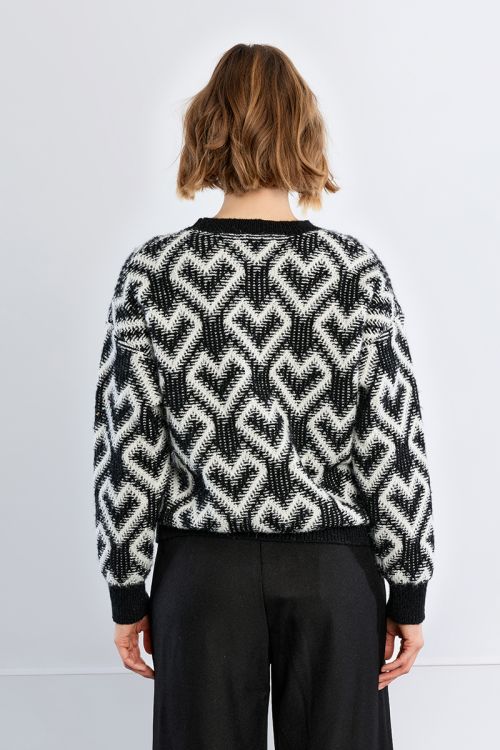 Pull jacquard à cœurs