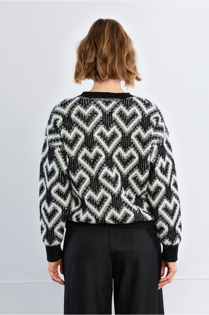 Jacquard sweater with hearts
