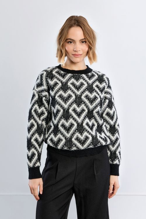 Pull jacquard à cœurs