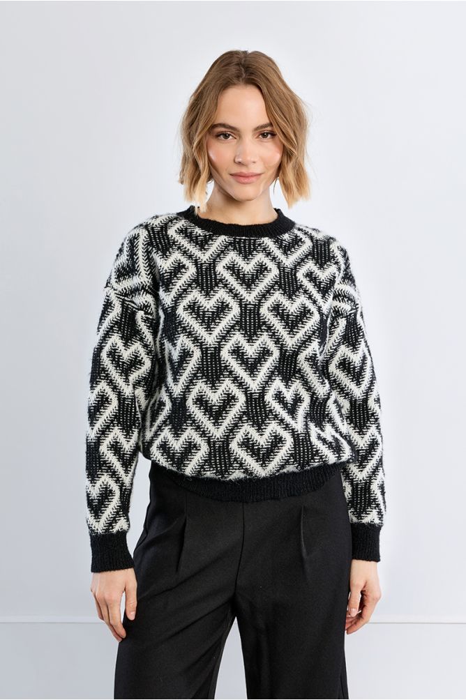 Jacquard sweater with hearts