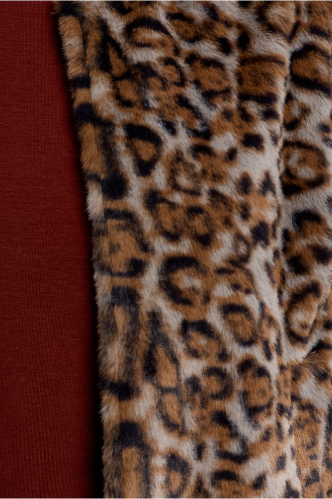 Veste sans manches en fausse fourrure, léopard