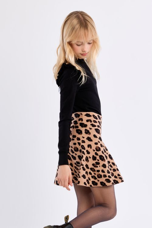 Jupe évasée en maille, imprimé animalier