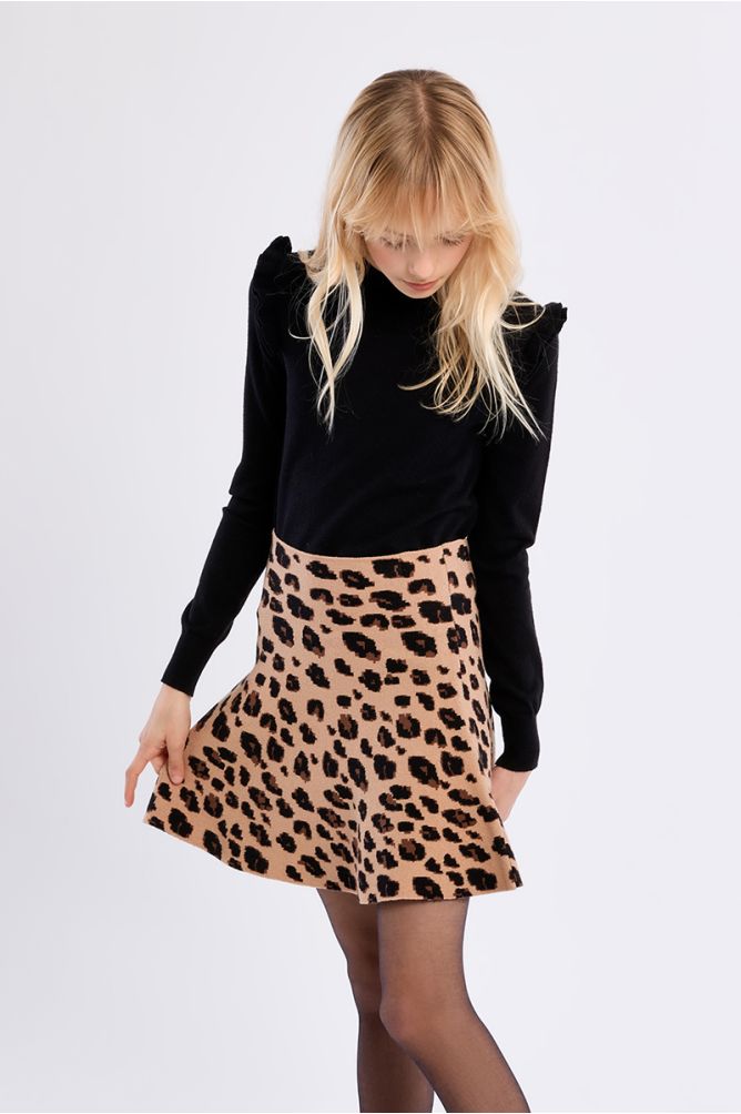 Jupe évasée en maille, imprimé animalier