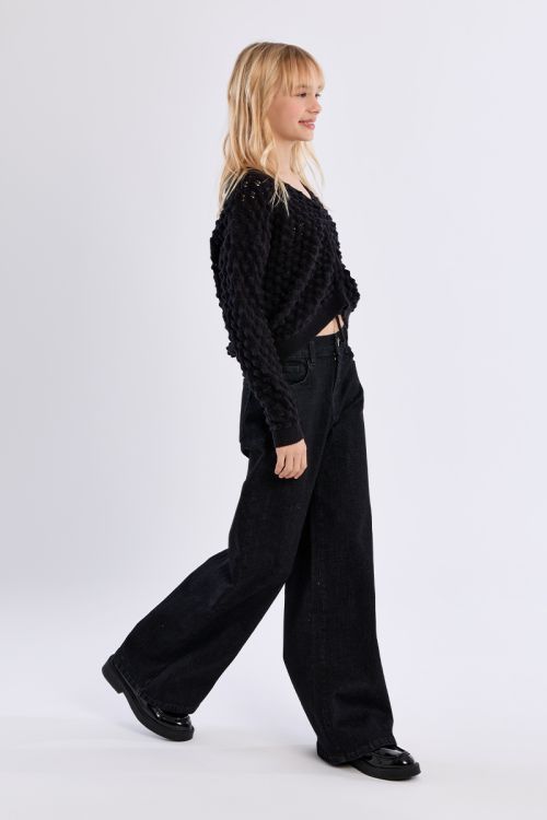 Pull col V en maille ajourée