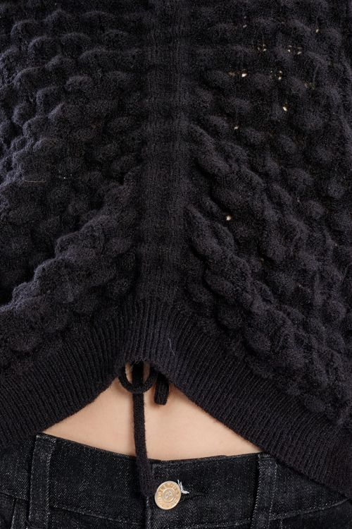V-neck sweater in openwork knit