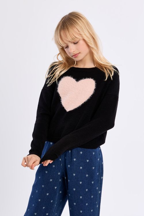 Knitted sweater, heart pattern