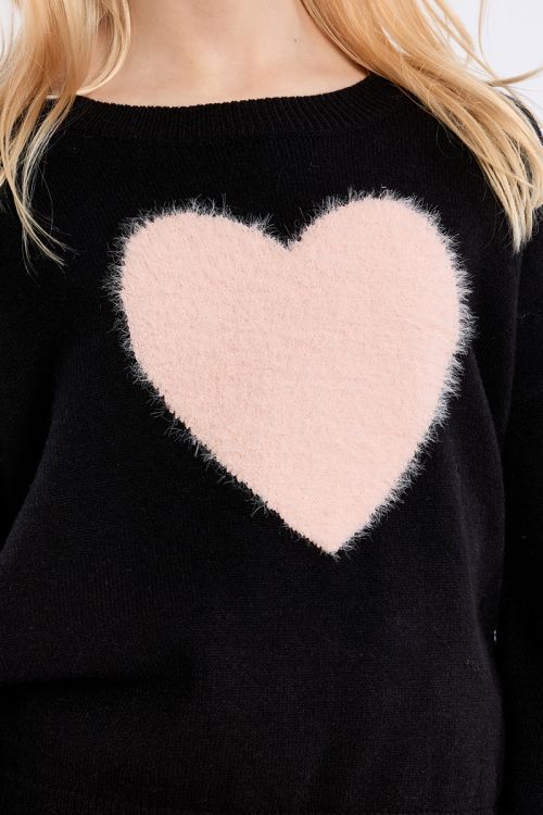 Pull en maille, motif cœur
