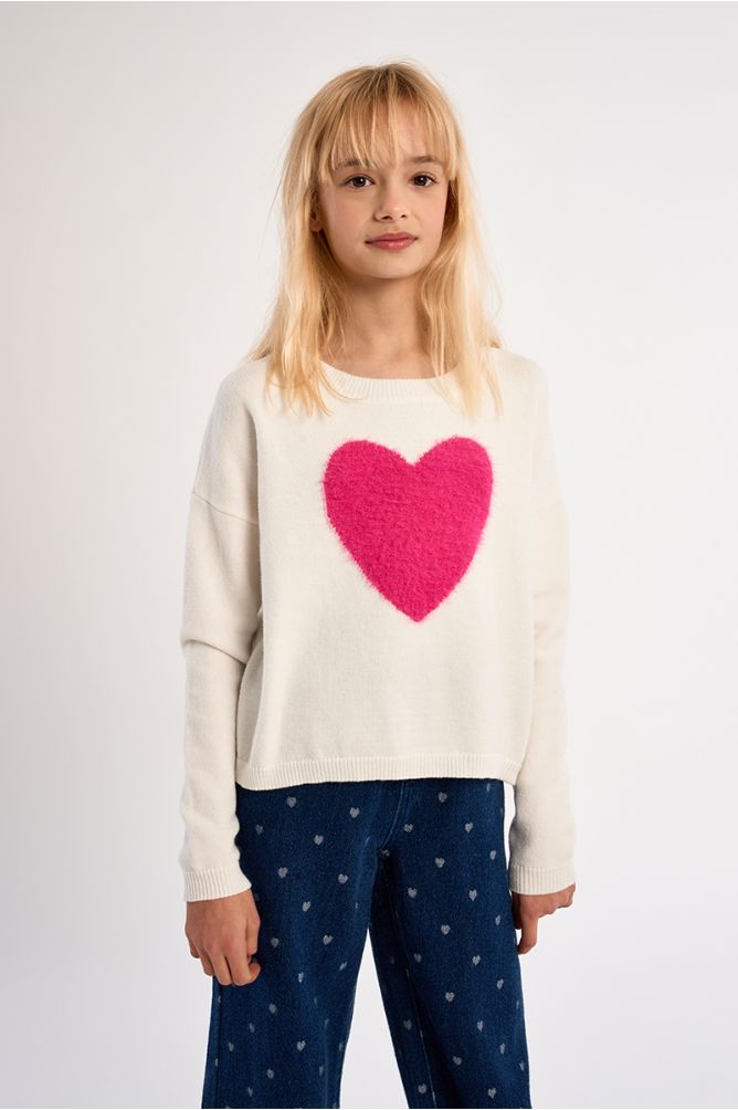 Knitted sweater, heart pattern