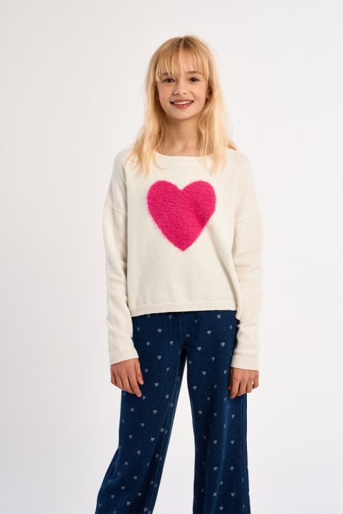 Knitted sweater, heart pattern
