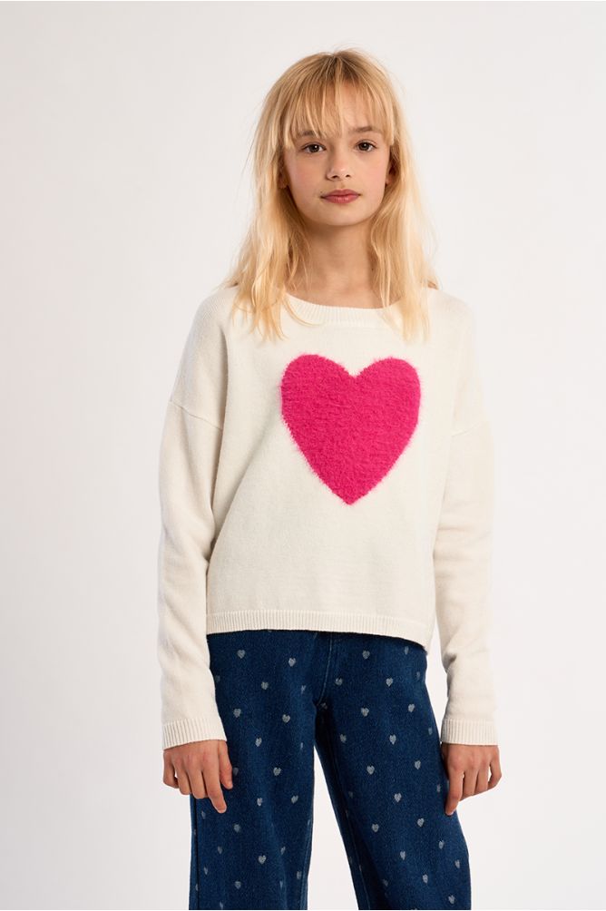 Knitted sweater, heart pattern