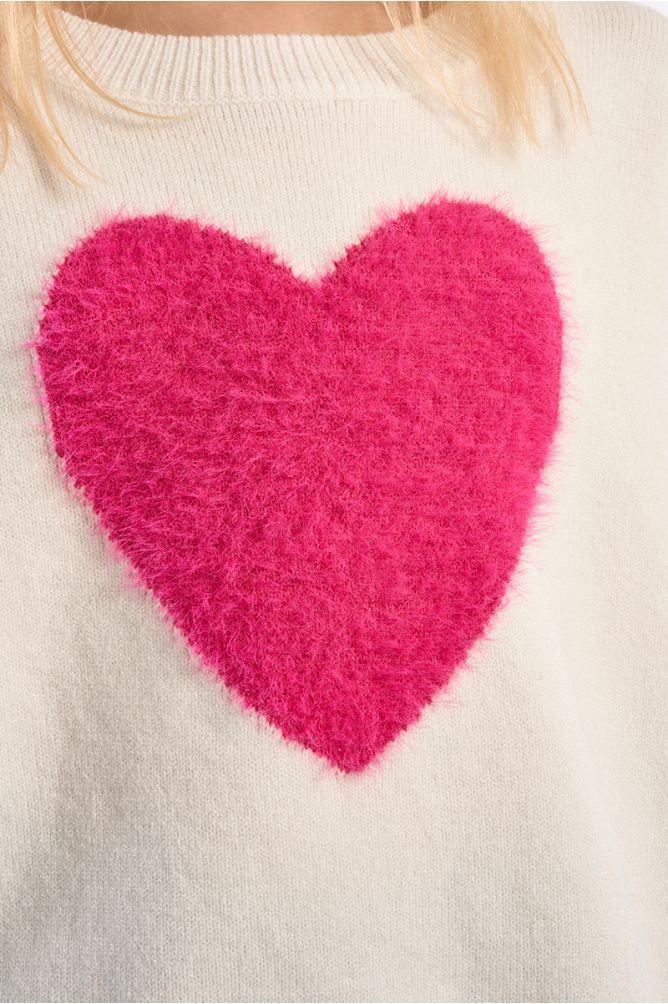 Knitted sweater, heart pattern