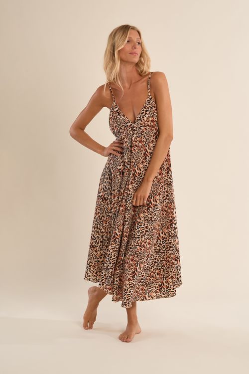 Long, flowing, printed dress