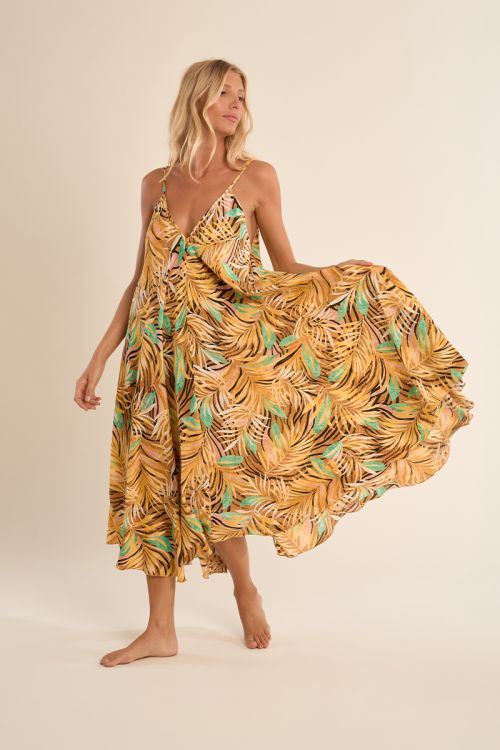 Longue robe fluide, imprimée