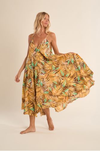 Long, flowing, printed dress