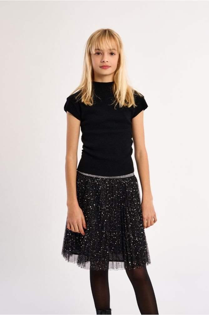 Ruched top, stand-up collar