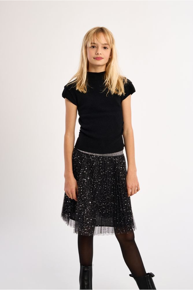 Ruched top, stand-up collar