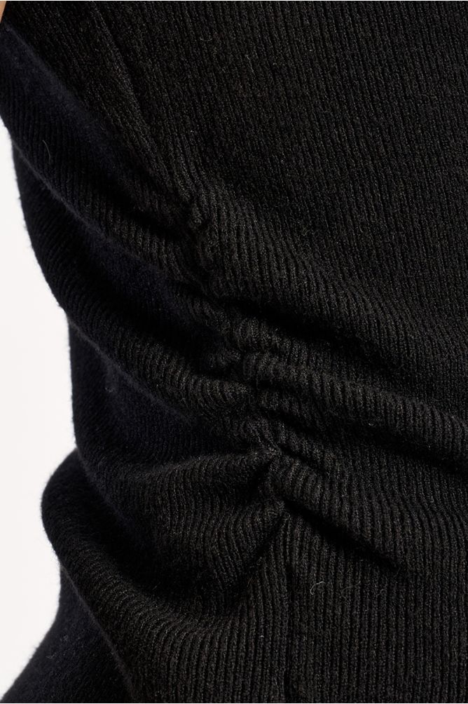 Ruched top, stand-up collar