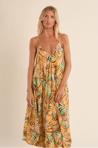 Longue robe fluide, imprimée