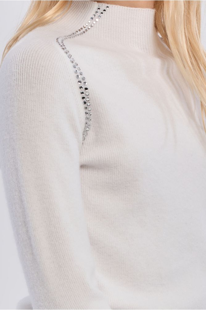 Knitted sweater, rhinestone detail