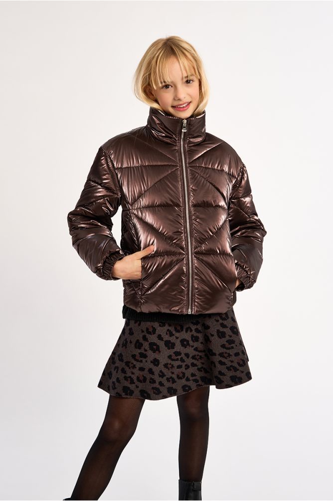 Quilted down jacket with zip
