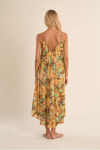 Long, flowing, printed dress