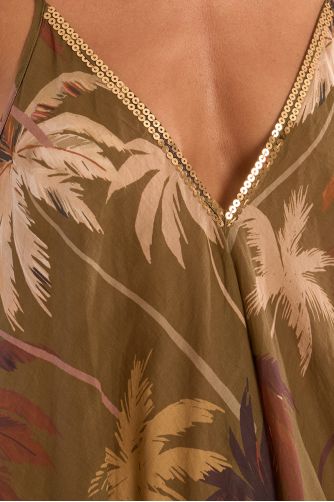 Longue robe fluide en coton, imprimée