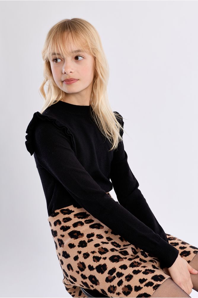 Pull en maille, épaules volantées