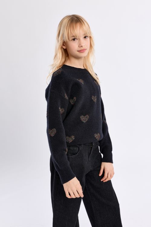 Pull en maille, imprimé cœurs