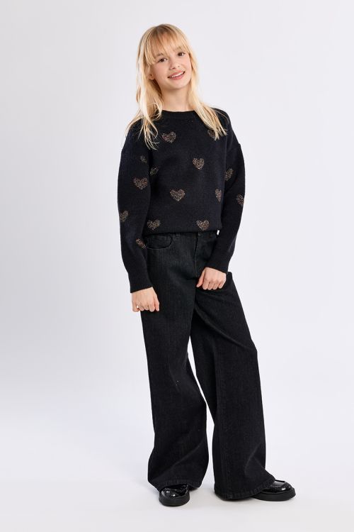 Pull en maille, imprimé cœurs