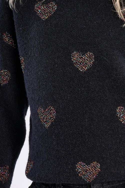 Pull en maille, imprimé cœurs