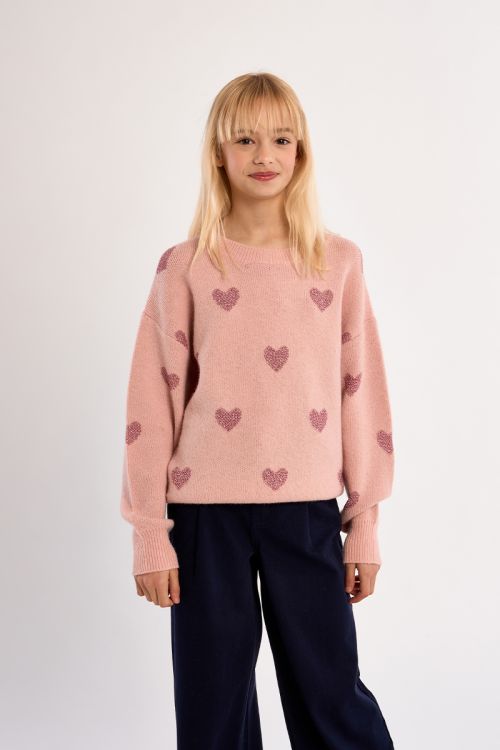 Pull en maille, imprimé cœurs