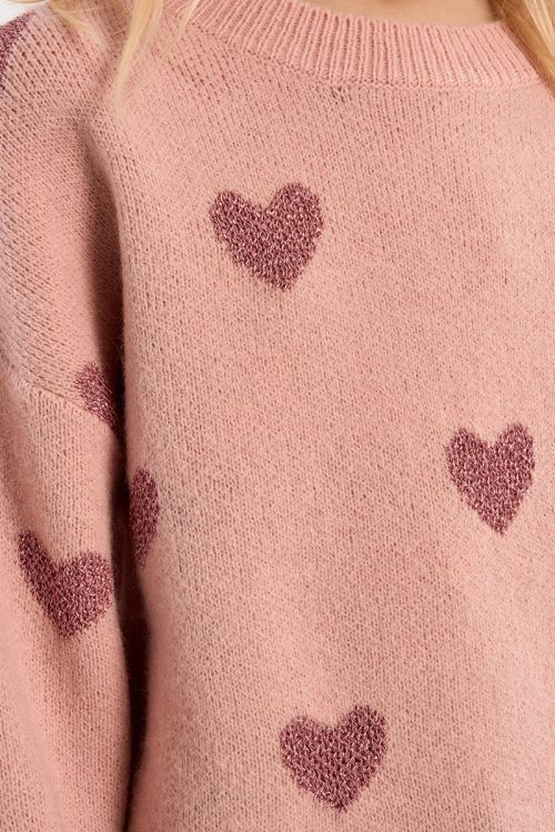 Pull en maille, imprimé cœurs