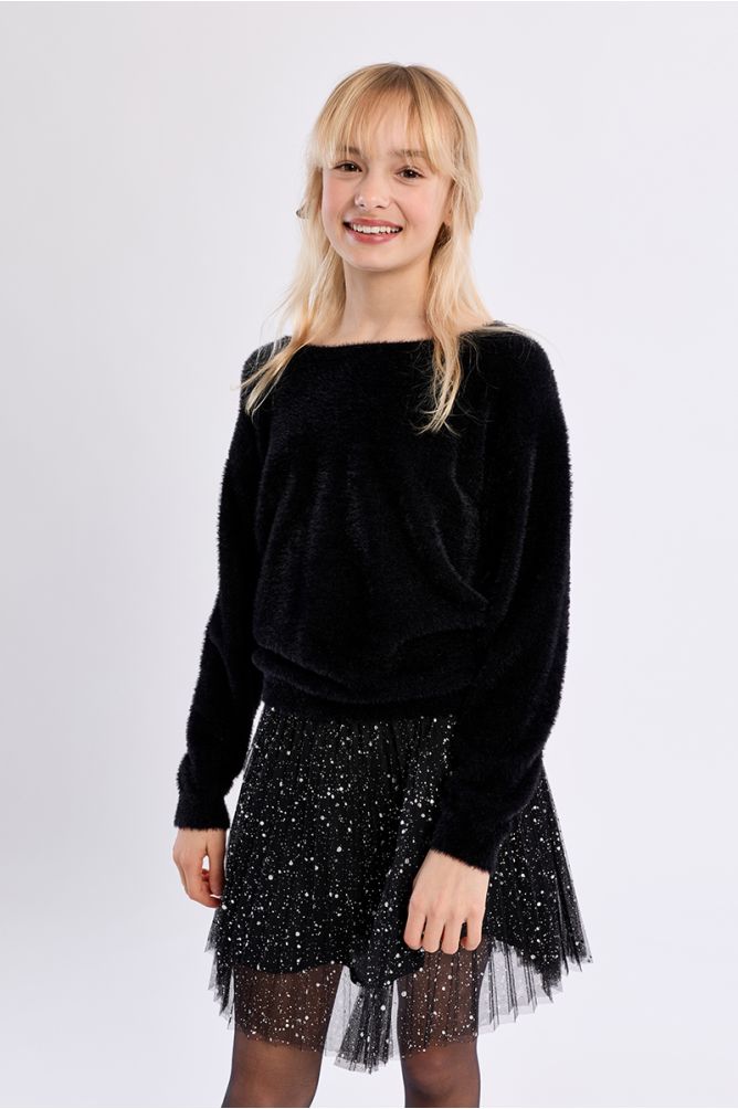 Fluffy crew neck sweater