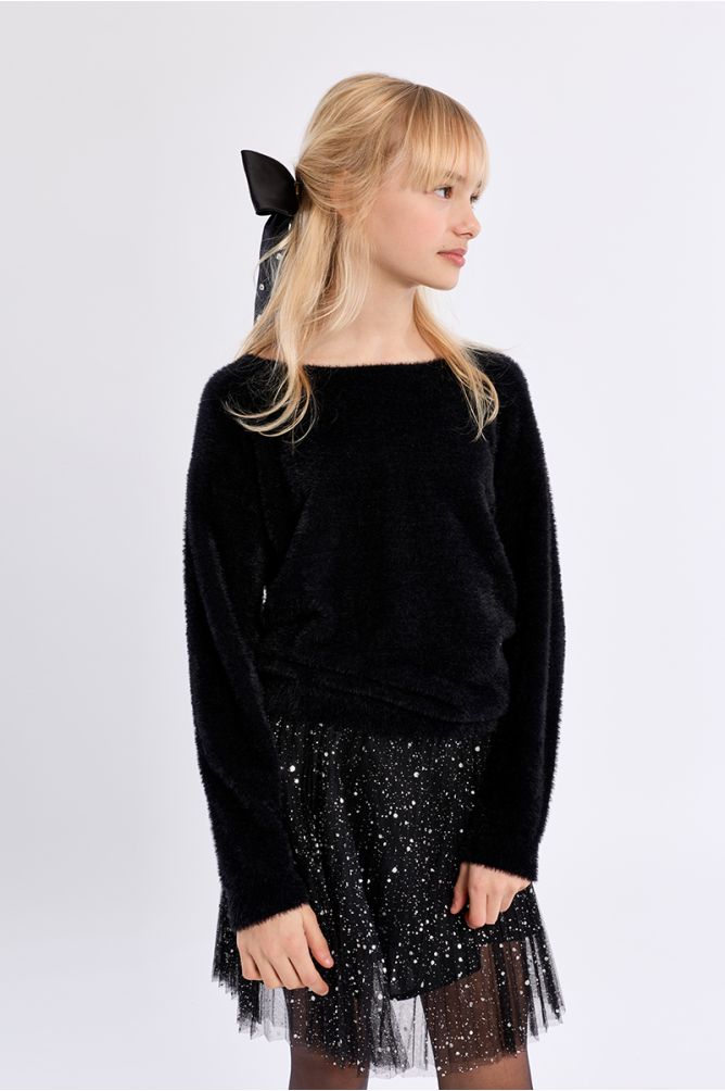 Fluffy crew neck sweater