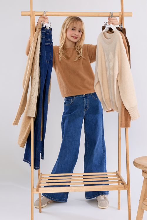 Fluffy crew neck sweater
