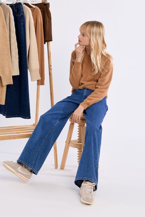 Fluffy crew neck sweater
