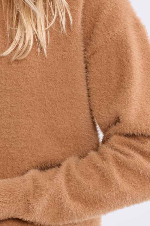 Fluffy crew neck sweater