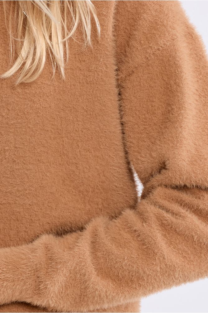 Fluffy crew neck sweater