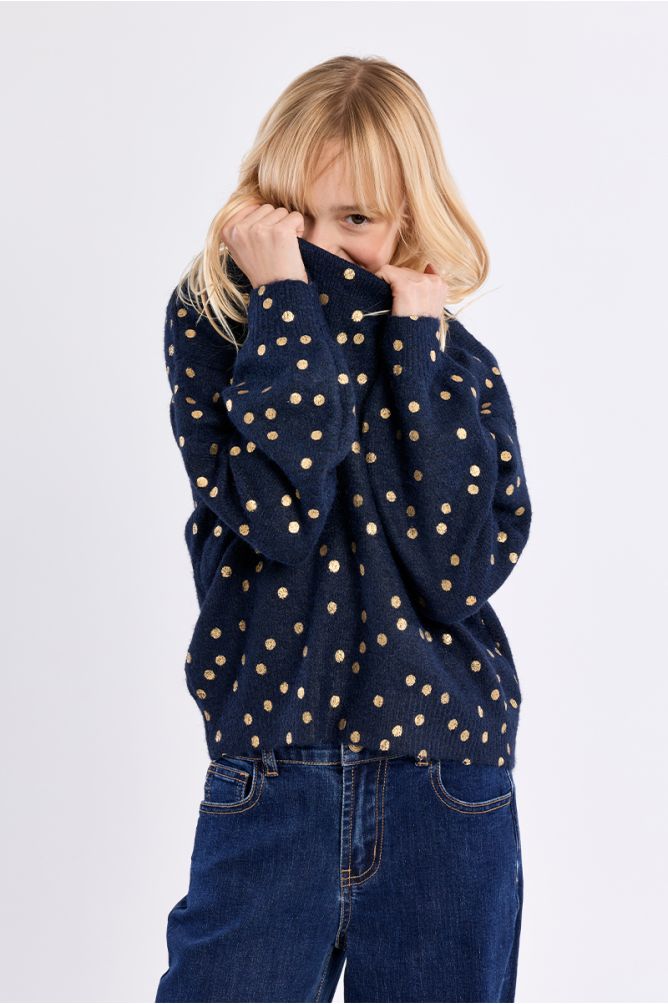 Pull en maille, imprimé pois