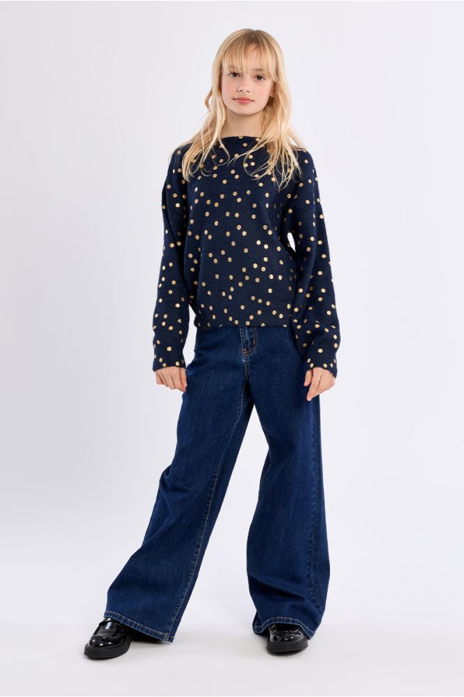 Pull en maille, imprimé pois