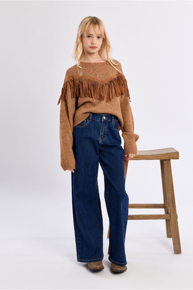 Knitted sweater, fringe detail