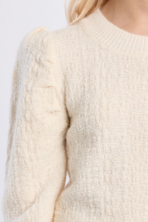 Knitted sweater, gathered shoulders