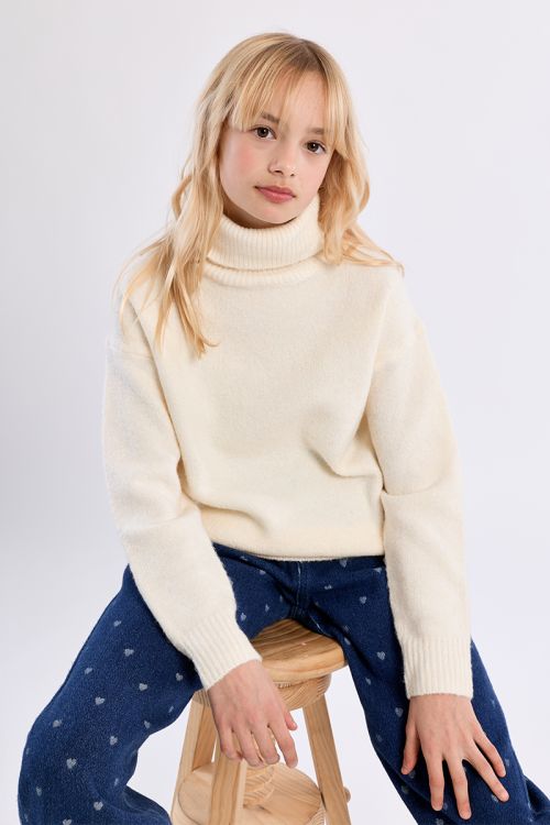 Pull oversize, col roulé