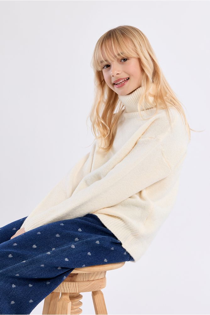 Pull oversize, col roulé