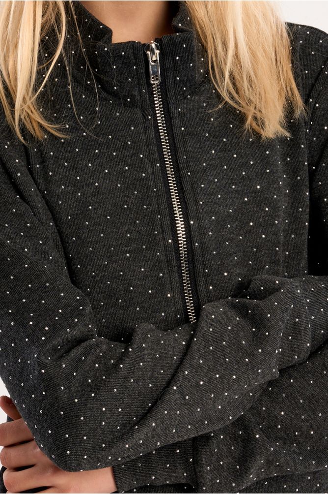 Polka dot zip-up jacket